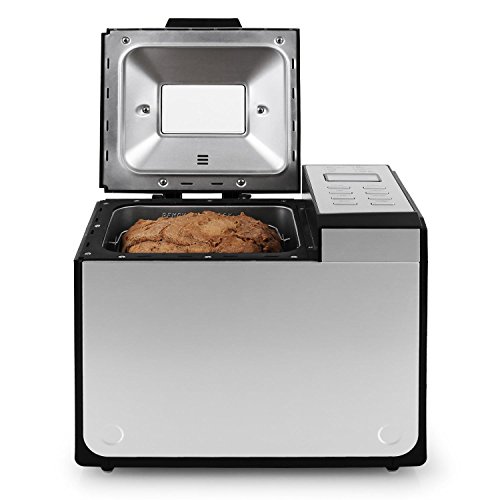 Klarstein Country Life - Panificadora, Panificadora automática, 615 W, Tostado regulable, Temporizador, 12 Programas, Mermeladas, Antiadherente, Pantalla LCD, Carcasa de acero, Plateado