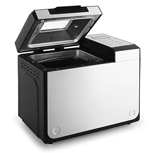 Klarstein Country Life - Panificadora, Panificadora automática, 615 W, Tostado regulable, Temporizador, 12 Programas, Mermeladas, Antiadherente, Pantalla LCD, Carcasa de acero, Plateado