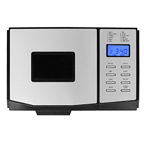 Klarstein Country Life - Panificadora, Panificadora automática, 615 W, Tostado regulable, Temporizador, 12 Programas, Mermeladas, Antiadherente, Pantalla LCD, Carcasa de acero, Plateado