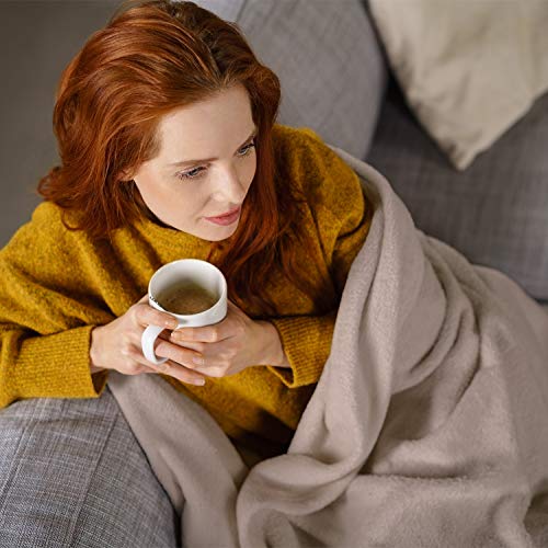 Klarstein Dr. Watson - Manta eléctrica, Potencia de 120 W, 3 Niveles, Temporizador, Apagado automático, Temperatura 35-45 °C, Apto Lavadora, Microfibra, Mando extraíble, 180 x 130 cm, Beige