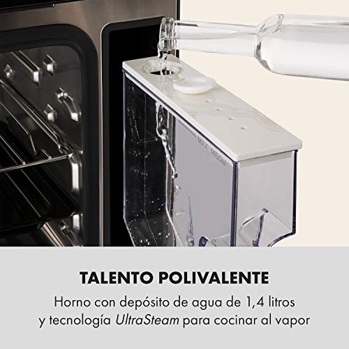 Klarstein MasterFresh horno de vapor - Vaporera independiente, 24 litros de capacidad, 230 °C, Depósito de 1,4 litros, Vaporera de 1100 W, Horno de 1900 W, Táctil, Programable, Negro