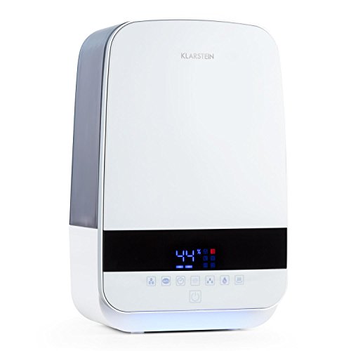 KLARSTEIN Nibelheim - Humidificador, Vaporizador, Ionizador, Tecnología ultrasónica, Depósito de 5,6 L, Velocidad de 400 ml/h, Ambientador, Lámpara UV, Blanco