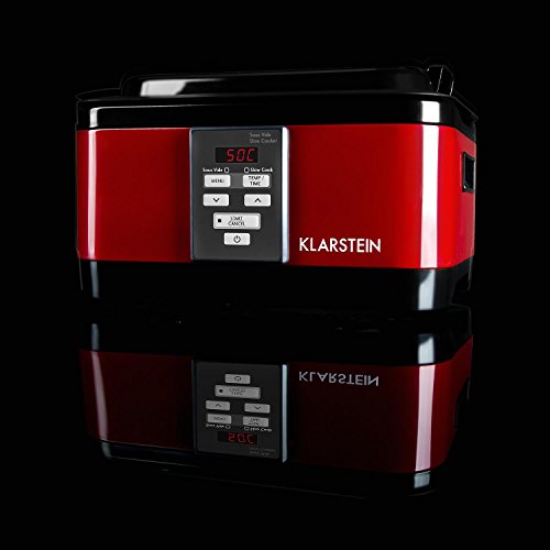 Klarstein Tastemaker - cocción Sous-Vide, olla de cocción lenta, olla de cocción al vacío, 6 l, 550 W, 40-90 ° C, Tiempo de cocción: 1-24 h, manejo táctil, tapa, acero inoxidable, rojo