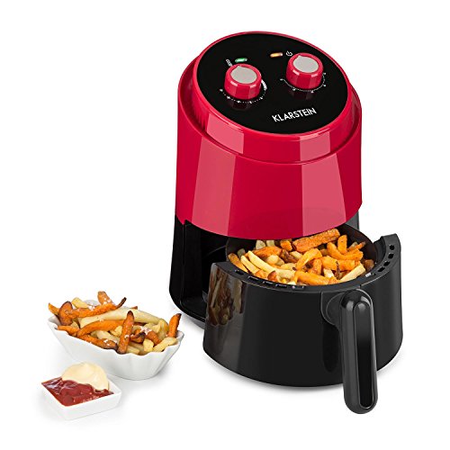 Klarstein Well Air Fry - Freidora, Freidora de aire caliente, Freír sin grasa, Hornear, Cocinar, Asar, 1230 W, 1,5 litros de capacidad, Sin sobrecalentamientos, Control analógico, Rojo