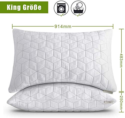 KLAS REMO Almohada Cervical para Dormir Almohada Espuma Memoria Triturada con Funda Cremallera, Firmeza Media, 50 x 90 cm - Extragrande (King)