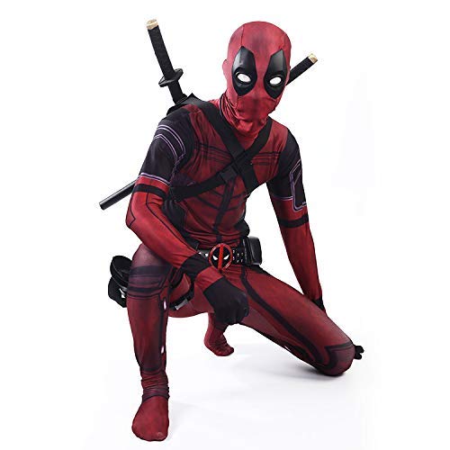 KLEIDEE Cosplay Ropa Traje De Deadpool Cosplay Disfraz De Lycra Medias Siamesas Impresión Digital 3D Vestido Navideño Apretado De Halloween para Adultos/Niños Desgaste Kid-M