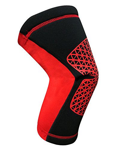 Knee Brace Manga de Compresión de Rodilla de Para Aliviar el dolor de Rodilla,Lesión de Meniscos,Perfecto Para Caminar, Crossfit y Otros Deportes.(Envoltura única) Rojo XL