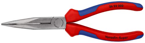 KNIPEX 26 22 200 Alicate de montaje (alicate de boca cigüeña) negro atramentado con fundas en dos componentes 200 mm