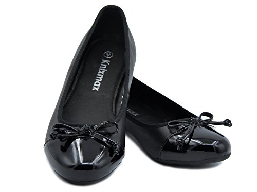 Knixmax Bailarinas/Mary Jane Merceditas para Mujer, Zapatos Plano Verano para Caminar, Zapatillas de Ballet de Piel Mocasines Transpirables Cómodos Moda Loafers Zapatos de Conducción, Negro EU38