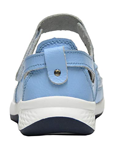 Knixmax Bailarinas/Mary Jane Merceditas para Mujer, Zapatos Plano Verano para Caminar, Zapatillas de Ballet de Piel Mocasines Transpirables Cómodos Moda Loafers Zapatos de Conducción, W-Azul EU41