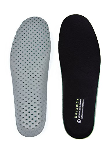 Knixmax Plantillas Deportivas Ortopedicas Hombre Mujer para Fascitis Plantar, Plantillas Elevadoras Invisibles, para el Dolor de Talón, Corrección del Tobillo, Caminar, Escalada, Negro EU 43