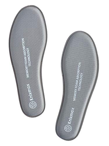 Knixmax Plantillas Memory Foam para Zapatos de Mujer y Hombre, Plantillas Confort Amortiguadoras Cómodas y Flexibles para Trabajo, Deportes, Caminar, Senderismo, EU45 (UK11) Gris