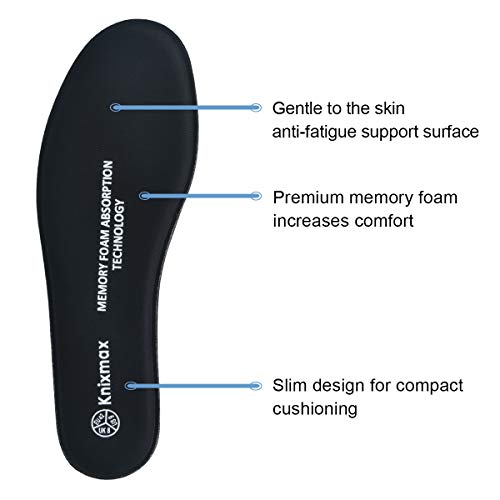 Knixmax Plantillas Memory Foam para Zapatos de Mujer y Hombre, Plantillas Confort Amortiguadoras Cómodas y Flexibles para Trabajo, Deportes, Caminar, Senderismo, EU39 (UK 6) Negro