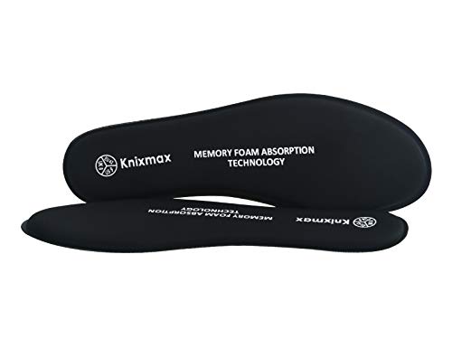 Knixmax Plantillas Memory Foam para Zapatos de Mujer y Hombre, Plantillas Confort Amortiguadoras Cómodas y Flexibles para Trabajo, Deportes, Caminar, Senderismo, EU39 (UK 6) Negro