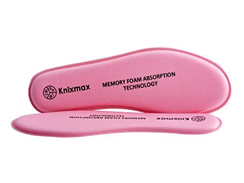 Knixmax Plantillas Memory Foam para Zapatos de Mujer y Hombre, Plantillas Confort Amortiguadoras Cómodas y Flexibles para Trabajo, Deportes, Caminar, Senderismo, EU36 (UK 03) Rosa