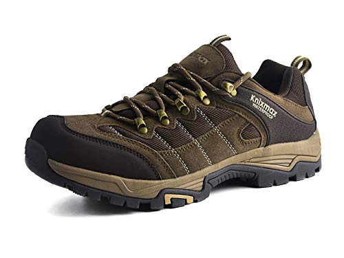 Knixmax-Zapatillas de Montaña para Mujer, Zapatos de Senderismo Calzado de Trekking Escalada Aire Libre Zapatos Low-Top Impermeable Antideslizante Zapatos de Trekking (Marrón, Gris) Brown-4