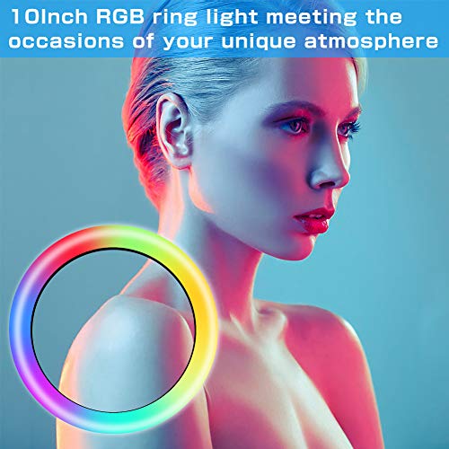 KNMY Anillo de luz, Luz de Anillo LED 10 Pulgadas Fotográfica de Escritoriopara Teléfono 10 Modos de Iluminación 10 Niveles de Brillo para Youtube Transmisión Maquillaje, Youtube, TIK Tok