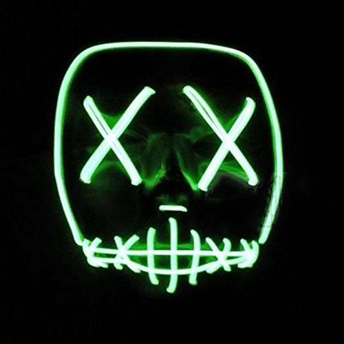 Knowing LED Máscaras Adultos Cosplay Sin Batería con 4 Modos para Halloween la Fiesta de Disfraces la Navidad (Verde)