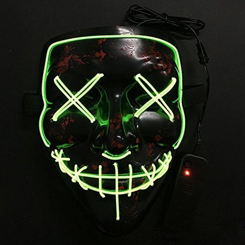Knowing LED Máscaras Adultos Cosplay Sin Batería con 4 Modos para Halloween la Fiesta de Disfraces la Navidad (Verde)