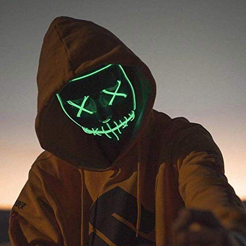 Knowing LED Máscaras Adultos Cosplay Sin Batería con 4 Modos para Halloween la Fiesta de Disfraces la Navidad (Verde)