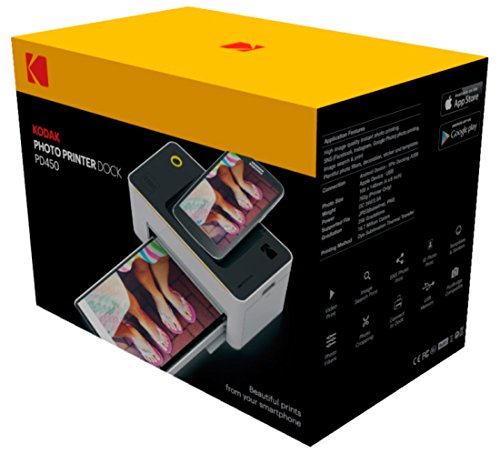 Kodak Photo Printer Dock con Wi-Fi PD-450 Tecnología avanzada de impresión de sublimación de tinta patentada. Compatible con Android - Incluye adaptador iOS.