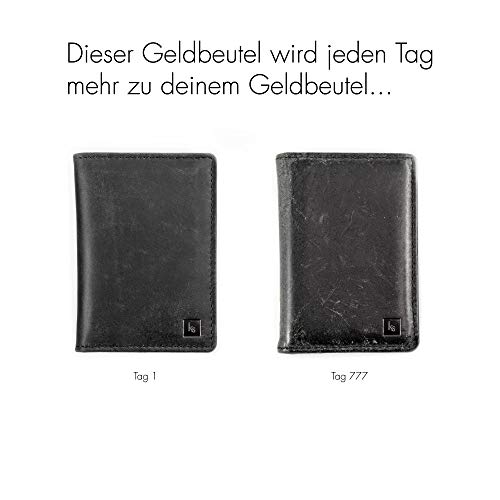 Kohlesack® - Cartera pequeña con Pinza para 5-6 (+2) Tarjetas de Piel auténtica, con Bloqueador RFID Gris Granito