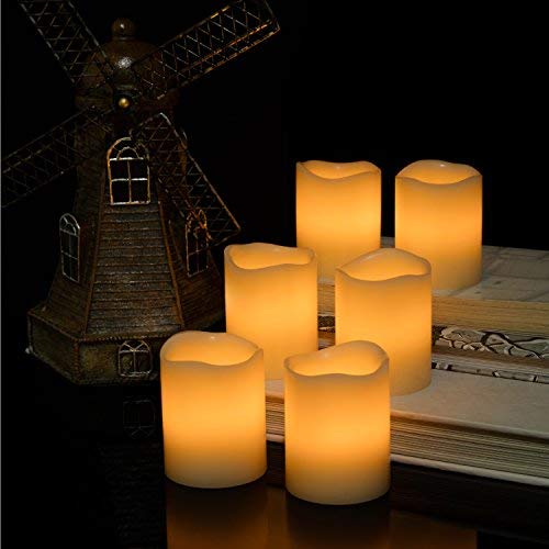 Kohree 6 x Velas LED Sin Fuego de temporizador Control remoto brillo ajustable Realista y brillante Parpadeo con pilas sin llama LED que parpadean para hogar festivales decoración
