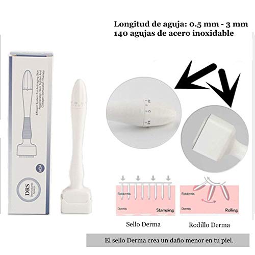 Koi Beauty Dermastamp Derma Stamp Skin Stamp Ajustable 140 Tip 0~3.0mm Acero inoxidable para arrugas Cicatrices de acné Estrías Anti envejecimiento (140pins 0-3.0mm)