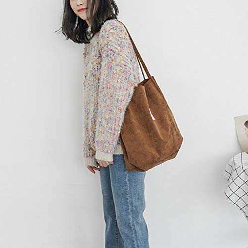 koiry Bolso de Hombro Informal de Las señoras del totalizador de la Pana de Las Mujeres Bolso de Playa Reutilizable Plegable de la Playa de Las Compras