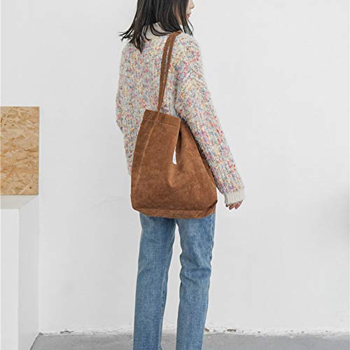 koiry Bolso de Hombro Informal de Las señoras del totalizador de la Pana de Las Mujeres Bolso de Playa Reutilizable Plegable de la Playa de Las Compras