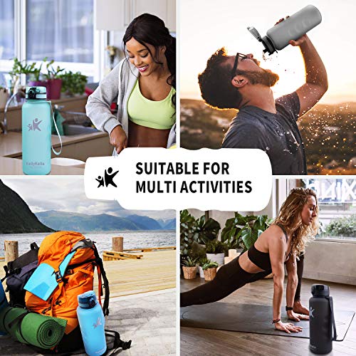 KollyKolla Botella Agua Sin BPA Deportes - 350ml, Reutilizables Ecológica Tritan Plástico, Bebidas Botellas con Filtro & Marcador de Tiempo, para Niños, Tapa Abatible de 1 Clic, Azul Oscuro Brillante