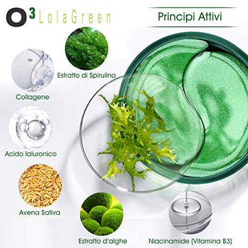 Kolnaix O3 Parche Ojos - 60 Parches Círculos oscuros - Máscara de colágeno contorno de ojos - Espirulina y algas | Mascarilla para los ojos - Bolsas - Arrugas | 30 pares