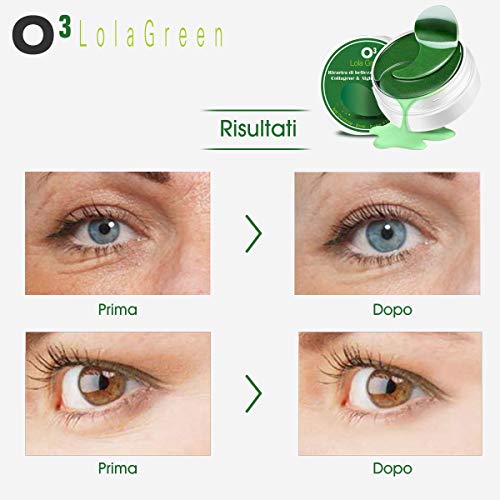 Kolnaix O3 Parche Ojos - 60 Parches Círculos oscuros - Máscara de colágeno contorno de ojos - Espirulina y algas | Mascarilla para los ojos - Bolsas - Arrugas | 30 pares
