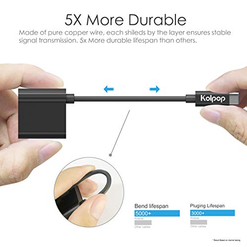 Kolpop Jack USB C, 2 en in Adaptador Aux USB Tipo C a Auriculares Audio Jack 3,5mm con Cable de Carga para Huawei P20 / P20 Pro/Mate 10 Pro/Mate 20 Pro/Mediapad M5, Xiaomi 6/8, Sony Xperia XZ2
