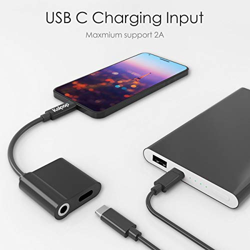 Kolpop Jack USB C, 2 en in Adaptador Aux USB Tipo C a Auriculares Audio Jack 3,5mm con Cable de Carga para Huawei P20 / P20 Pro/Mate 10 Pro/Mate 20 Pro/Mediapad M5, Xiaomi 6/8, Sony Xperia XZ2