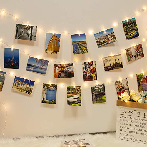 Kolpop USB Clip Cadena de Luces LED, 12m 120 LED Colgar Fotos de Luces 60 Pinzas Para Fotos Fotoclips Guirnalda de Luces Pinzas con Luz para Colgar Fotos Por Decoración,Habitaciones, Bodas,Cumpleaños