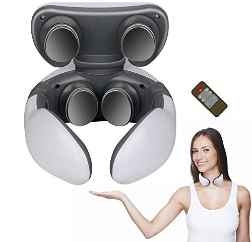 Komake Masajeador de Cuello, Masajeador de Cuello Inteligente de Pulso Eléctrico con Función de Calentamiento, Masaje de Amasamiento de 4 Modos, Alivio del Dolor de Espalda y Cuello