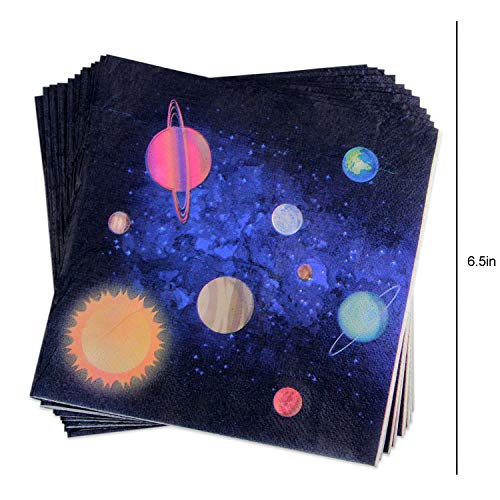 Kompanion 102 Artículos con Diseño del Espacio y Galaxia-Desechables para Fiesta y Celebración de Cumpleaños Espacial – Vasos, Platos, Servilletas –Accesorios de Vajilla y Decoración–25 Personas