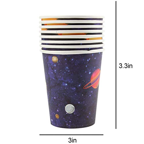 Kompanion 102 Artículos con Diseño del Espacio y Galaxia-Desechables para Fiesta y Celebración de Cumpleaños Espacial – Vasos, Platos, Servilletas –Accesorios de Vajilla y Decoración–25 Personas