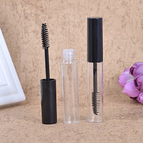 Kongnijiwa Cap Negro Mascara Botella Transparente Tubo vacío de Ojos del Maquillaje de pestañas Crema Embudo de dispensación de pipetas de contenedores 10ML