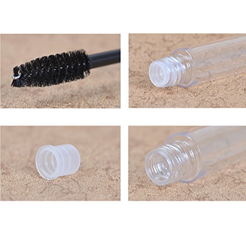 Kongnijiwa Cap Negro Mascara Botella Transparente Tubo vacío de Ojos del Maquillaje de pestañas Crema Embudo de dispensación de pipetas de contenedores 10ML