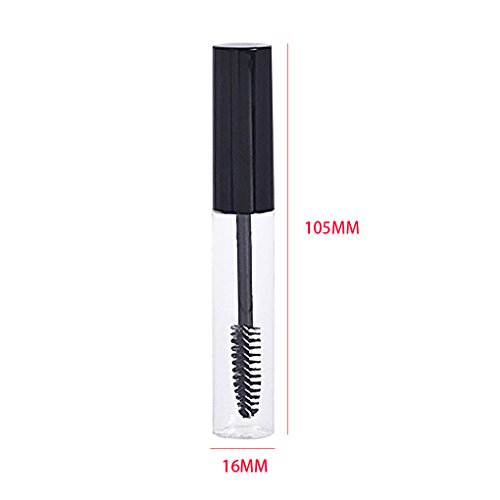 Kongnijiwa Cap Negro Mascara Botella Transparente Tubo vacío de Ojos del Maquillaje de pestañas Crema Embudo de dispensación de pipetas de contenedores 10ML