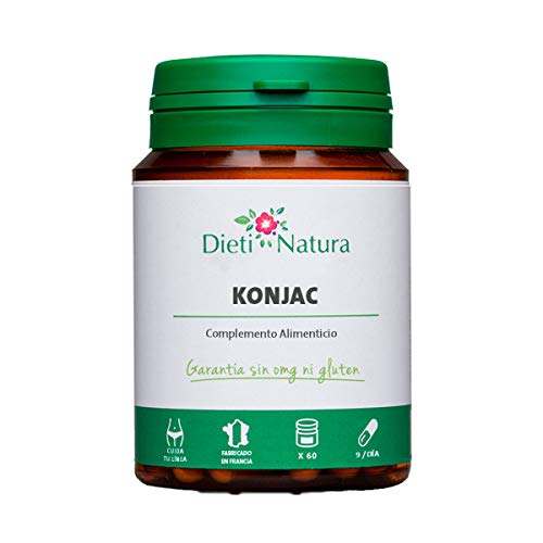 Konjac 200 cápsulas de Dieti Natura. Moderación del apetito [Fabricado en Francia][Garantía Sin OGM ni Gluten] (Bote de 200 cápsulas)