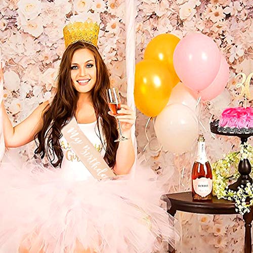 Konsait Oro Rosa cumpleaños Faja, It's my Birthday Banda de satén para niña Mujer 16 18 21 30 40 50 60 Años cumpleaños Fiesta de Decoración Accesorios Regalo