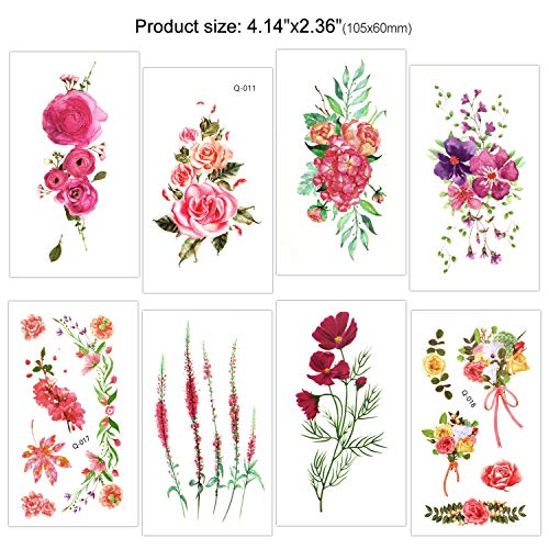 Konsait Tatuajes temporales para Adultos Mujer Niños (32 Hojas), Impermeable Flor Tatuaje Temporal Adhesivos Tatuajes de Cuerpo temporales Brazo Cuello
