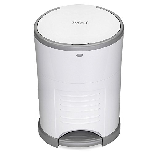 Korbell MINI Cubo de pañales, 9 L, Blanco, Económico, Ecológico, Pedal, Capacidad de 25 capas, Norme