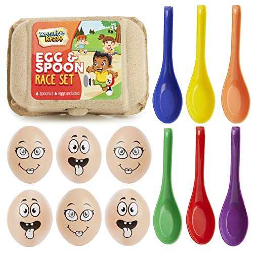 KreativeKraft Juguetes para Niños, Juego del Huevo y La Cuchara, Juegos Al Aire Libre para Fiesta Cumpleaños Infantil, Juegos para Jardin Fiestas Vacaciones, Regalos para Niños y Adultos