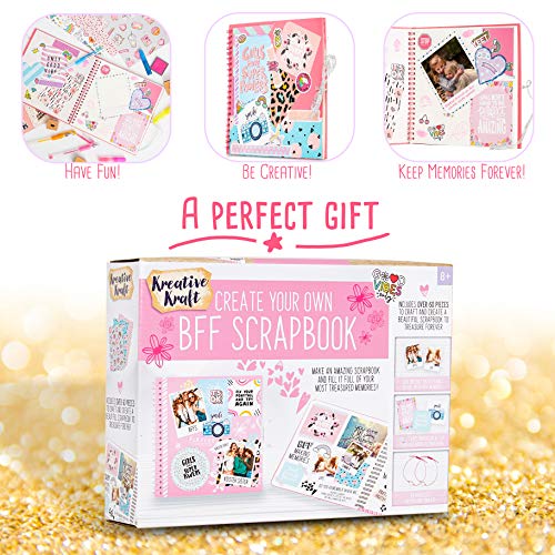 KreativeKraft Kit de Manualidades para Niños Scrapbooking, Incluye Pegatinas de Unicornio Album Fotos Scrapbook Boligrafos de Gel Purpurina, Regalos Originales para Niños Niñas 8+