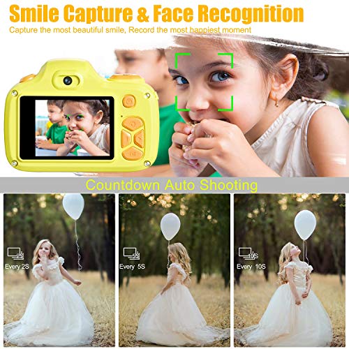 Kriogor Cámara de Fotos para Niños, Juguete Digital Cámara Selfie Flash 2 Pulgadas 12MP 1080P HD Niño Niña Cumpleaños (Tarjeta Micro SD Incluida)