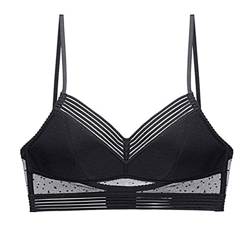 Kriswu - Bralette de encaje para mujer, espalda baja, cómodo y levantador de encaje, sujetador de encaje, de malla de puntos ultra fino, para yoga, deporte, para mujer, negro, Large